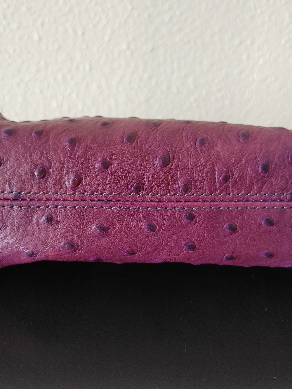 Dooney & Bourke Plum Ostrich-Embossed Mini Barrel Bag Wristlet - Picture 4 of 6
